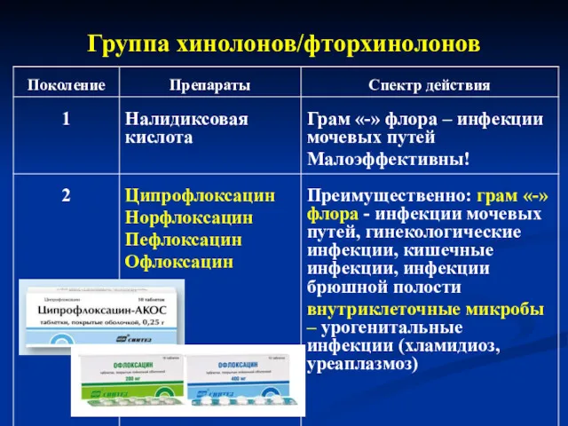 Группа хинолонов/фторхинолонов