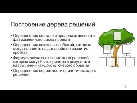 Построение дерева решений Определение состава и продолжительности фаз жизненного цикла