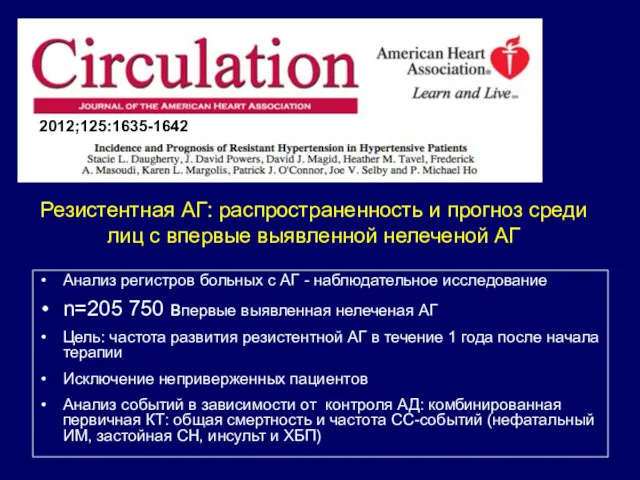 Анализ регистров больных с АГ - наблюдательное исследование n=205 750