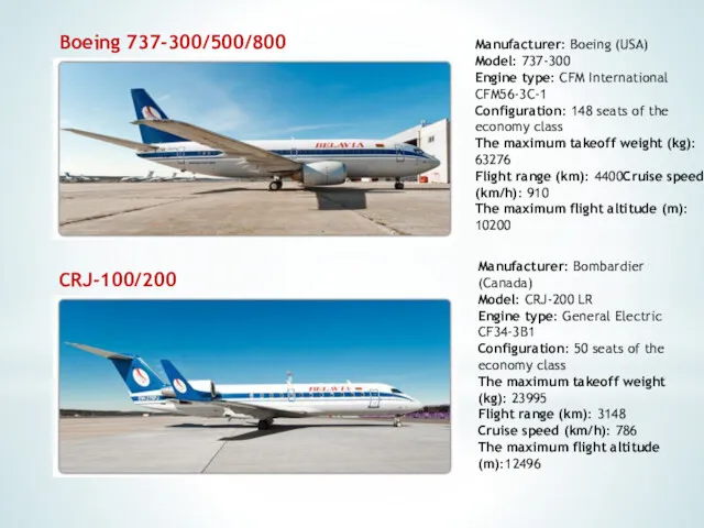 Boeing 737-300/500/800 CRJ-100/200 Manufacturer: Boeing (USA) Model: 737-300 Engine type: CFM International CFM56-3C-1
