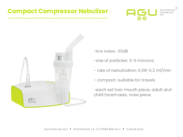 Compact Compressor Nebulizer -low noise: 55dB -size of particles: 3-5