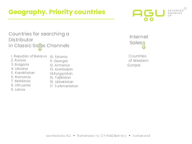 Geography. Priority countries 1. Republic of Belarus 2. Russia 3.