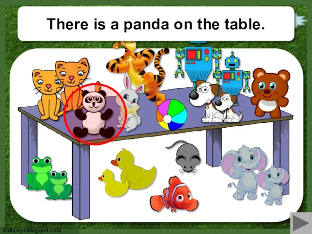 check There is a panda on the table.