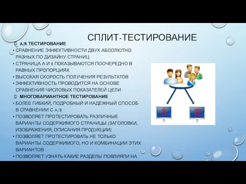 A/B ТЕСТИРОВАНИЕ СРАВНЕНИЕ ЭФФЕКТИВНОСТИ ДВУХ АБСОЛЮТНО РАЗНЫХ ПО ДИЗАЙНУ СТРАНИЦ