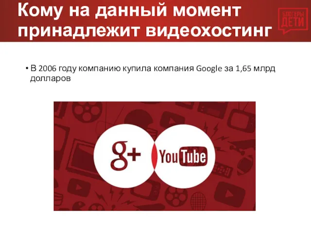 Кому на данный момент принадлежит видеохостинг YouTube? В 2006 году