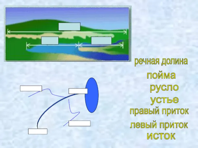 пойма речная долина русло правый приток левый приток устье исток