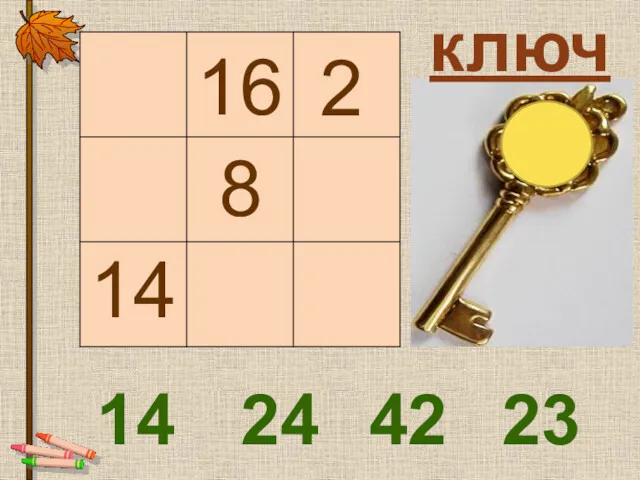 16 2 8 14 14 42 23 24 ключ