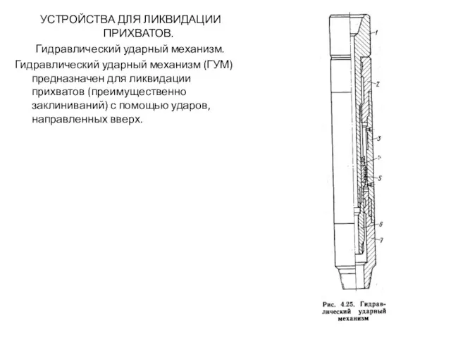 УСТРОЙСТВА ДЛЯ ЛИКВИДАЦИИ ПРИХВАТОВ. Гидравлический ударный механизм. Гидравлический ударный механизм