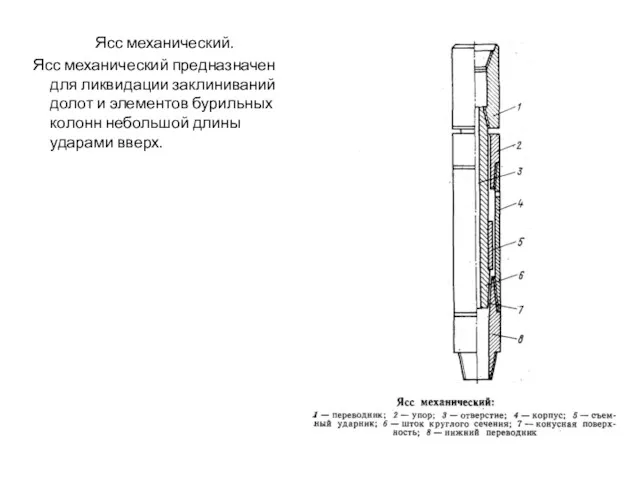 Ясс механический. Ясс механический предназначен для ликвидации заклиниваний долот и