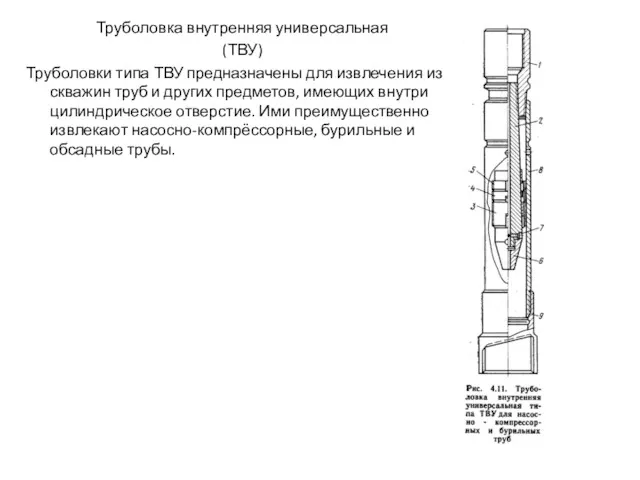 Труболовка внутренняя универсальная (ТВУ) Труболовки типа ТВУ предназначены для извлечения