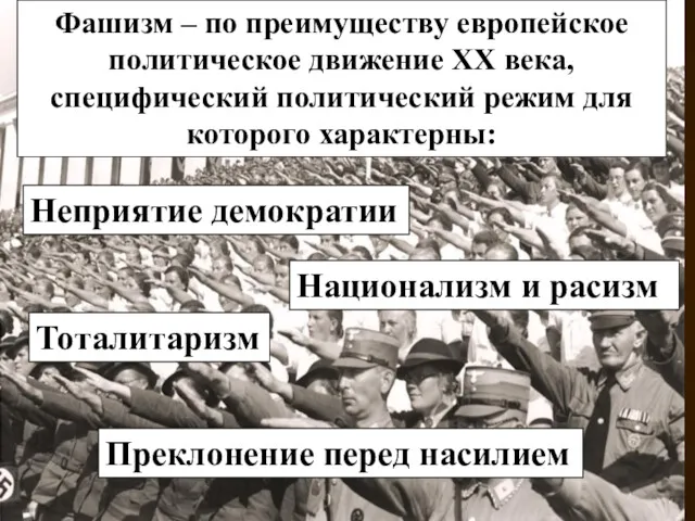 Фашизм – по преимуществу европейское политическое движение XX века, специфический