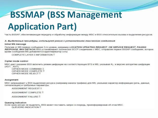 BSSMAP (BSS Management Application Part)