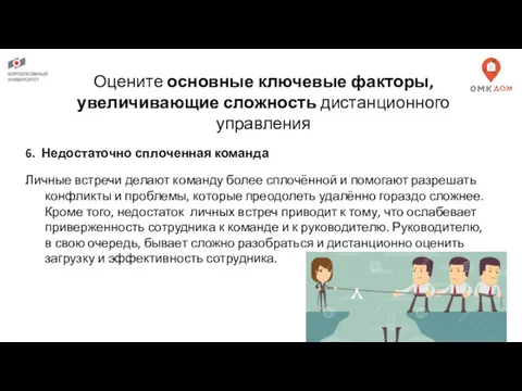 Оцените основные ключевые факторы, увеличивающие сложность дистанционного управления 6. Недостаточно