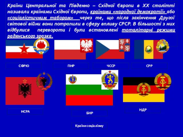 Країни Центральної та Південно – Східної Європи в ХХ столітті