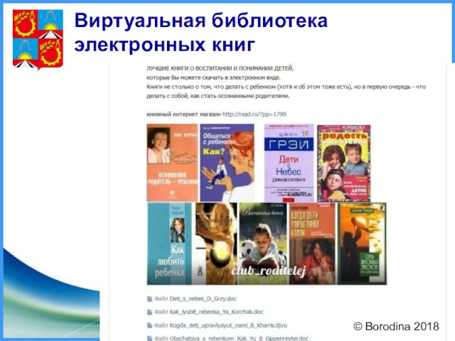 Виртуальная библиотека электронных книг © Borodina 2018