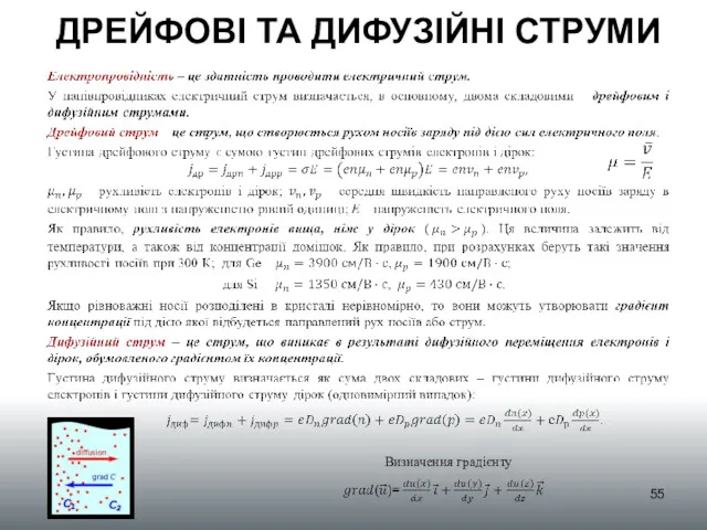 ДРЕЙФОВІ ТА ДИФУЗІЙНІ СТРУМИ Визначення градієнту