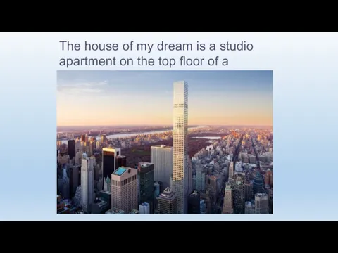 The house of my dream is a studio apartment on the top floor