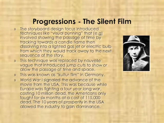 Progressions - The Silent Film The storyboard design focus introduced techniques like “visual