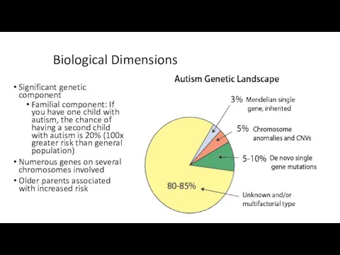Biological Dimensions Significant genetic component Familial component: If you have