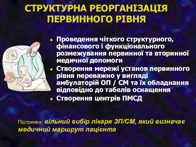 СТРУКТУРНА РЕОРГАНІЗАЦІЯ ПЕРВИННОГО РІВНЯ Проведення чіткого структурного, фінансового і функціонального