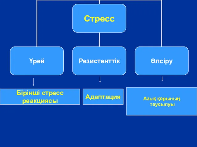 Бірінші стресс реакциясы Адаптация Азық қорының таусылуы