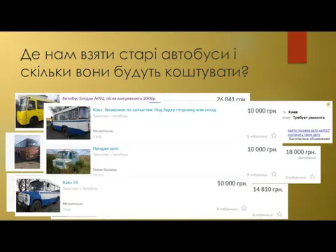 Де нам взяти старі автобуси і скільки вони будуть коштувати?