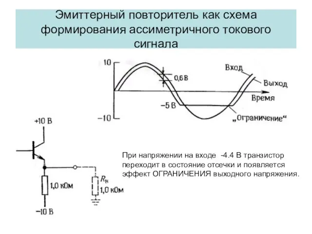 Эмиттерный повторитель как схема формирования ассиметричного токового сигнала При напряжении