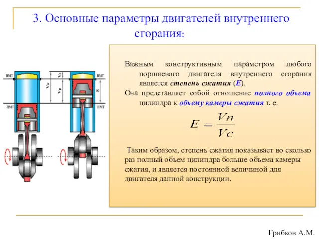 3. Основные параметры двигателей внутреннего сгорания: Важным конструктивным параметром любого