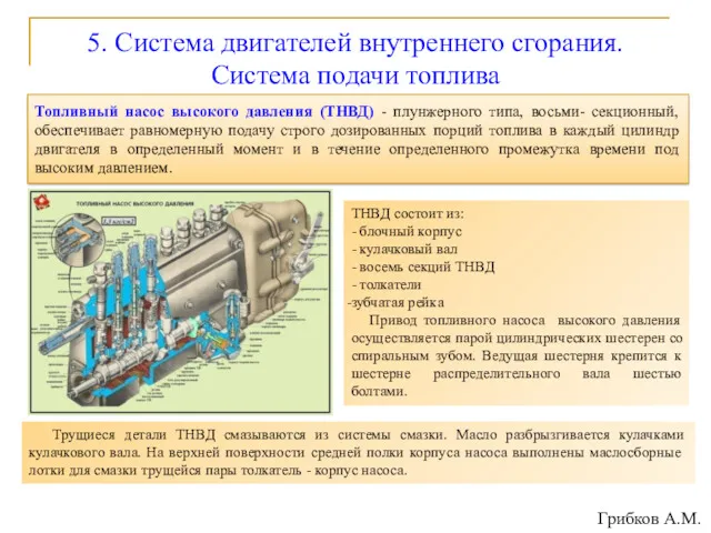 5. Система двигателей внутреннего сгорания. Система подачи топлива Топливный насос