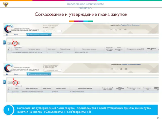 Согласование и утверждение плана закупок ! Согласование (утверждение) плана закупок