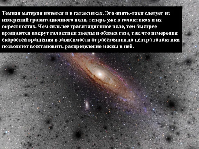 Темная материя имеется и в галактиках. Это опять-таки следует из
