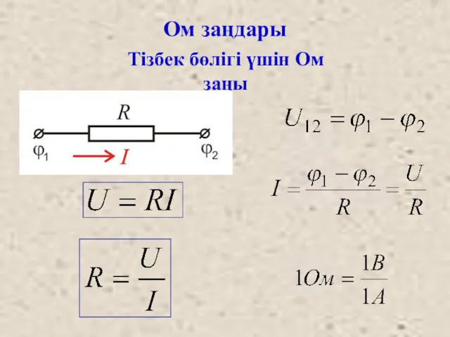 Ом заңдары Тізбек бөлігі үшін Ом заңы