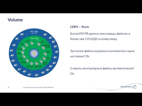 CERN — Rucio Более350 PB данных, миллиарды файлов, в более