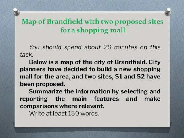 Map of Brandfield with two proposed sites for a shopping