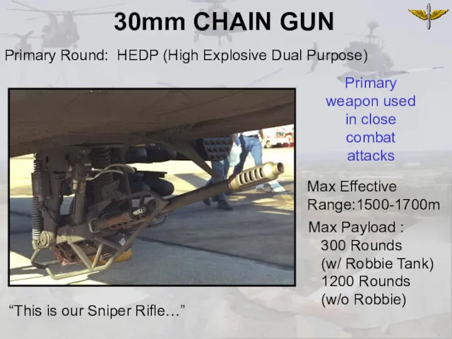 Primary Round: HEDP (High Explosive Dual Purpose) Max Effective Range:1500-1700m
