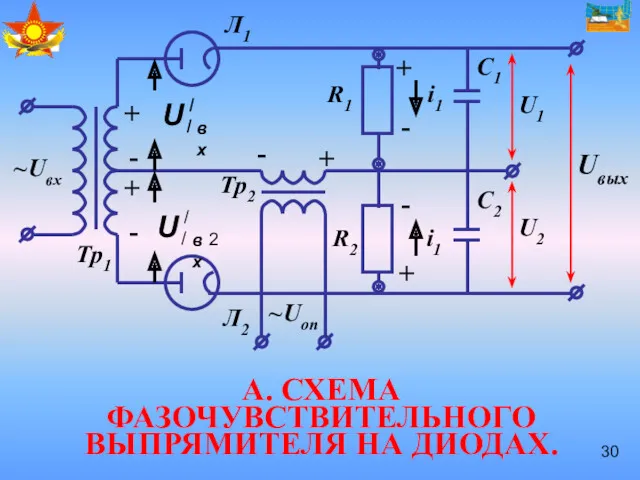 А. СХЕМА ФАЗОЧУВСТВИТЕЛЬНОГО ВЫПРЯМИТЕЛЯ НА ДИОДАХ.