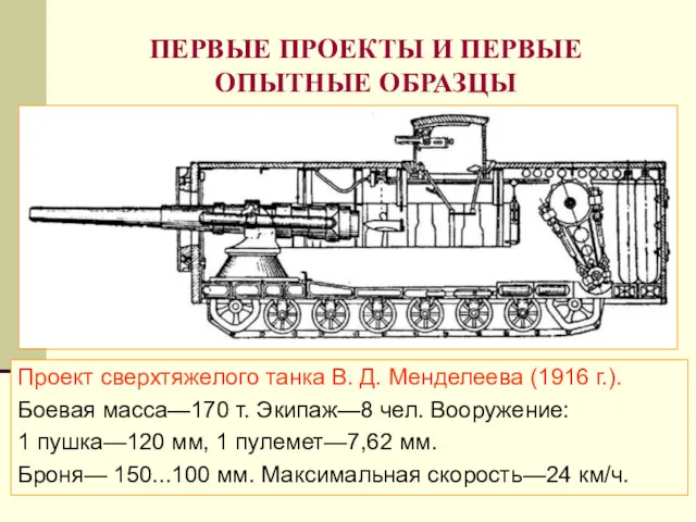 ПЕРВЫЕ ПРОЕКТЫ И ПЕРВЫЕ ОПЫТНЫЕ ОБРАЗЦЫ Проект сверхтяжелого танка В.