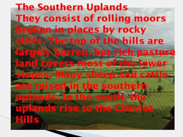 The Southern Uplands They consist of rolling moors broken in