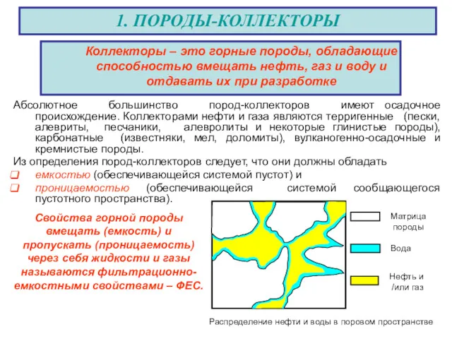 Абсолютное большинство пород-коллекторов имеют осадочное происхождение. Коллекторами нефти и газа