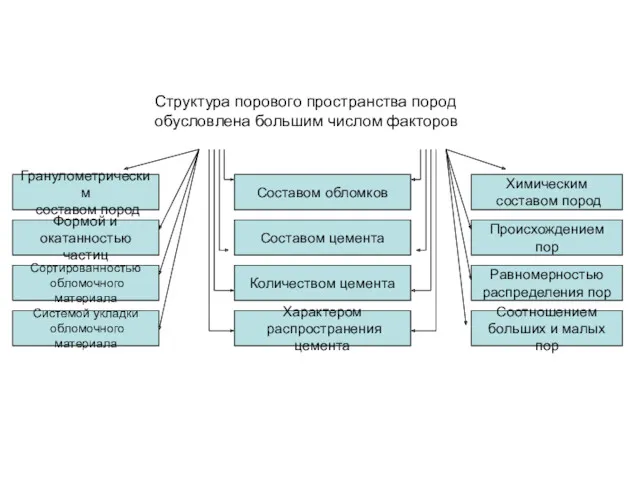 Структура порового пространства пород обусловлена большим числом факторов