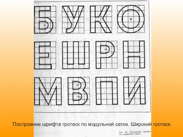 Построение шрифта гротеск по модульной сетке. Широкий гротеск