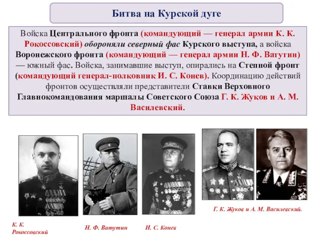 Войска Центрального фронта (командующий — генерал армии К. К. Рокоссовский)