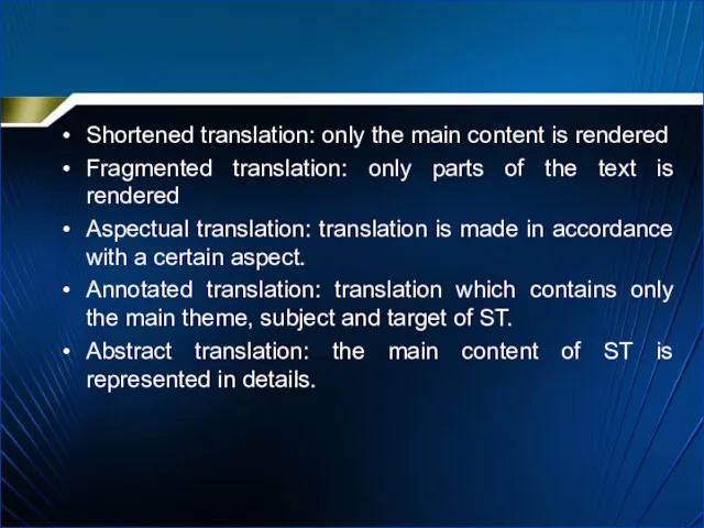 Shortened translation: only the main content is rendered Fragmented translation: