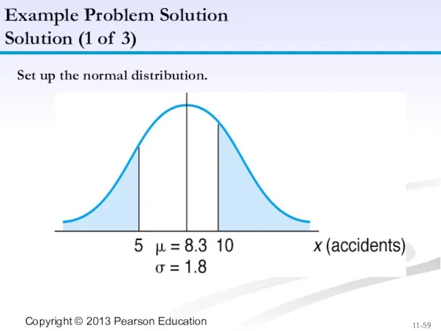 Set up the normal distribution. Example Problem Solution Solution (1 of 3)