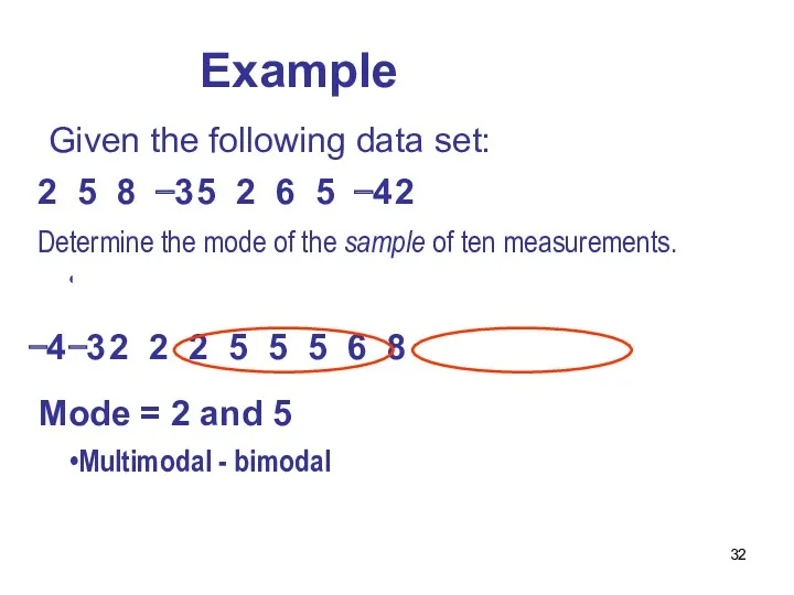 Determine the mode of the sample of ten measurements. Order