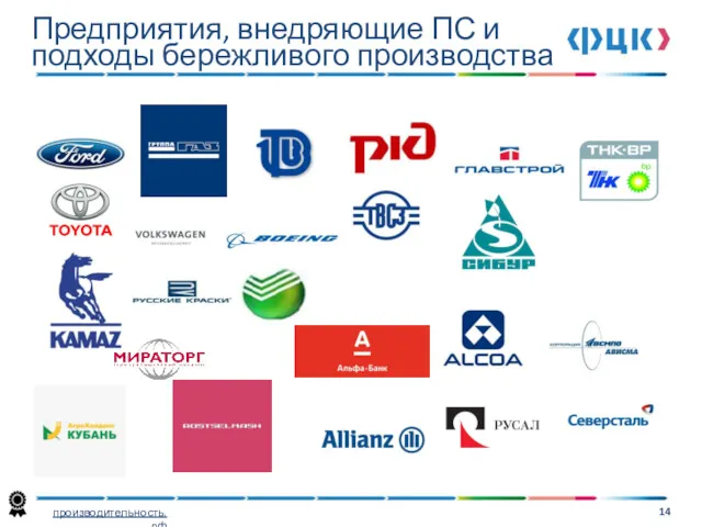 Предприятия, внедряющие ПС и подходы бережливого производства