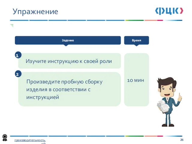 Изучите инструкцию к своей роли 10 мин 1 Произведите пробную