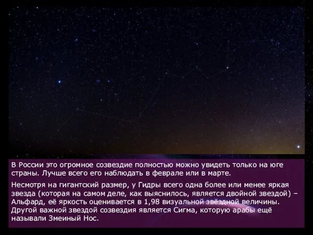 В России это огромное созвездие полностью можно увидеть только на