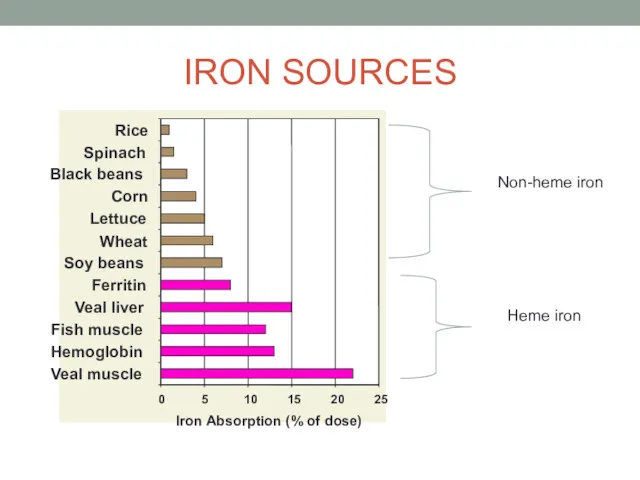 IRON SOURCES Non-heme iron Heme iron