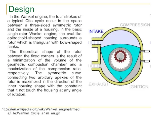 Design In the Wankel engine, the four strokes of a